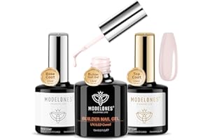 MODELONES Nude Rosa i Base Coat Top Coat żel 8 in One Builder, wzmacniający paznokcie żel UV do przedłużania, 3 x 15 ml