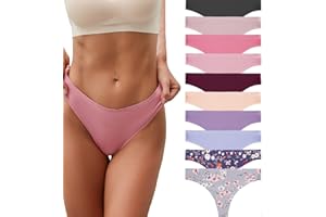 FINETOO 10 Pezzi Senza Cuciture Perizoma Donna Pantaloni a Vita Bassa Mutande Invisibili Tanga Biancheria Semplice Intima Sexy Biancheria Intima Comoda Mutandine Bikini Confezione Multipla XS-XL……