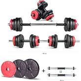 Ecgspor 22 KG Multifonksiyonel Kırmızı Siyah Halter Seti ve Dambıl Seti