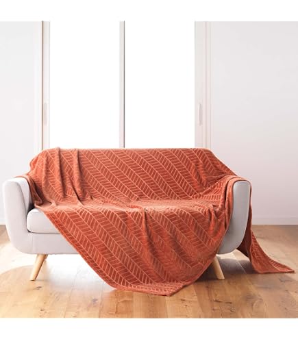 Plaid Ollis flanelle beige 180x230cm - Atmosphera Créateur d'intérieur