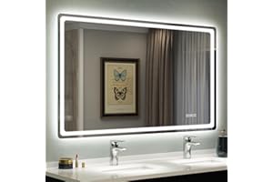 STARLEAD Espejo-Baño-con-Luz 120x70cm, Espejos-de-Baño-con-LED y Bluetooth, Antivaho, Regulable, 3 Colores Luz, Función Memoria, IP44 Espejo-Baño-LED, Vidrio Templado HD, Horizontal/Vertical