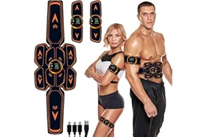 Queath Bauchtrainer 2023,EMS Trainingsgerät, EMS Bauchmuskeltrainer, USB Wiederaufladbar Muskelstimulator bauchtrainermit,LCD Bildschirm muskelstimulator,8 Modi & 18 Intensitäten