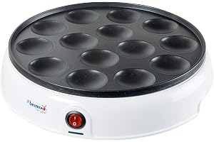 Bestron Poffertjes (holländska minipannkakor)-enhet i retrodesign, I Love Holland, non stick-beläggning, 800 W
