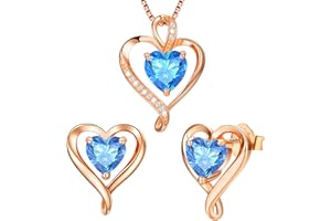 LAVUMO Conjunto de Joyas para Mujer Collar Mujer pendientes Plata Oro Joyas Mujer, Regalo por Mujer Esposa, Mamá, Novia En san valentin,Cumpleaños,Navidad, Dia de la Madre Regalos Originales