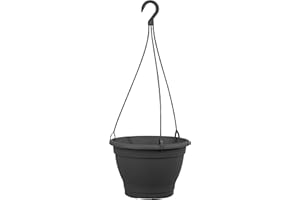 Greemotion Maceta Colgante con Ganchos Lea, Macetero Colgante de Plástico, Plantador Colgante Redondo para Interiores y Exteriores, Aprox. Ø 25 cm, Antracita