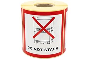 MD Labels Etichette di avvertimento su rotolo 100 x 100 mm, 500 pezzi Do not stack! Adesivi per spedizioni – Etichette di spedizione – rosso fluo – Confezione di adesivi