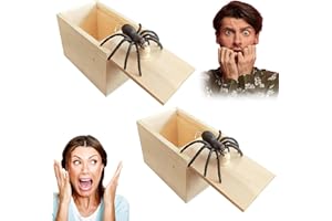 Matsizen 2 Piezas Caja Araña Broma Caja con Araña Broma Spider Prank Scare Box Caja de Broma de Araña de Goma Caja de Broma de Madera para Asustar a Las Arañas para Halloween de Fiesta de Regalos