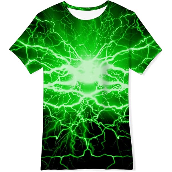T-shirt Graphique Manches Courtes Pour Enfants - Motifs Dinosaure, Galaxie, Loup - 6 à 16 Ans