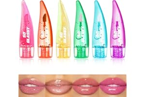 SOMGKINE 6 Pezzi Lucidalabbra, con temperatura magica che cambia colore, Rossetto Liquido Lucido e Idratante per Labbra a Lunga Tenuta, illuminare il tono della pelle, Idratazione e Nutrimento a Lunga Durata