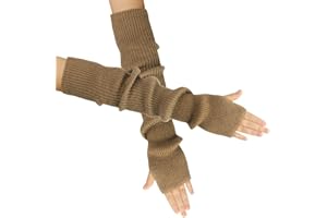 OTKARXUS Women Arm Warmers,1 Pair Knitted Fingerless Gloves Mittens with Thumb Hole,Winter Warm Long Sleeve Wrist Warmers for Women Ladies Girls