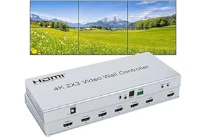 GKRONG 2x3 Video Wall Controller | 4K@30Hz | Edge Masking,1 HDMI Input & 6 HDMI Outputs,1x1,1x2,1x3,1x4,1x5,1x6,2x1,2x2,2x3,3x1,3x2,4x1,5x1,6x1 IR Control,Plug & Play