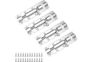 Zydiwo 4 Pezzi Bullone Serratura Porta Inox Acciaio Chiavistello Scorrevole Serratura con Viti di Montaggio per Giardino Cantiere Porta per Animali Domestici (4 pollici)