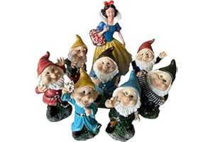 eacommerce Nani da Giardino in poliresina statuette Gnomo per esterno (Kit Completo 8 Pezzi)