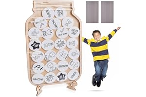 QOOLOO Tarro de Recompensa para Aula, Tarro de Recompensa Estrellas, Frasco De Incentivo para el Comportamiento De Los Niños, Regalos Sistema de Recompensa, Sistema de Recompensas Star Jar (E)