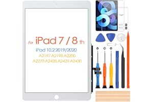 ARSSLY Pantalla táctil para iPad 7/8 10.2 pulgadas 2019 2020 7th 8th digitalizador panel táctil kit piezas de reparación, sin botón de inicio, para iPad A2197 A2198 A2200 A2270 A2428 A2429 A2430 (no LCD)