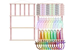 Bakiauli Ozdoby do włosów do przechowywania dla dziewcząt, organizer na kokardki do włosów dla dziewcząt, do przechowywania ozdób do włosów z haczykami, wiszący wyświetlacz, dekoracja ścienna do