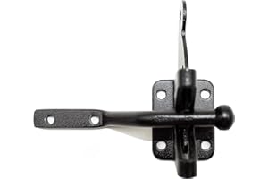 DOJA Barcelona | Pestillo Puerta Madera | Cerradura Puerta | 48x38x58 mm | Zinc Galvanizado Negro | Cerrojo Puerta Automatico Vallas para Jardin, Puertas de Madera Interior, Cerradura Puerta Exterior