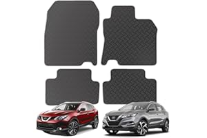 Carsio Car Mats For Nissan Qashqai 2014 - Onwards 3mm 4pc Set Tailored Fit Rubber Floor Mat Complete Accessory Black Custom Fitted - Anti-Slip Backing, Heavy Duty & Waterproof
