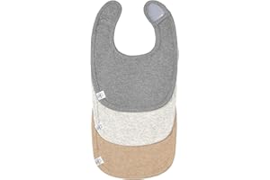 LÄSSIG Set di bavaglini per bambini (3 pezzi) Bavaglini per neonati con chiusura in velcro GOTS/Newborn Bib Set GOTS darkgrey/light grey/nature melange