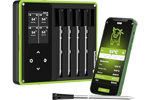 Outdoorchef Easy Check Thermometer Quadro – Wireless Bluetooth BBQ‑Thermometer mit App, 4 Fühler, 200 m Reichweite, spülmaschinenfest, inkl. magnetischer Dockingstation