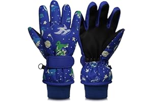 Tolaler Handschuhe Kinder Winter Skihandschuhe Wasserdicht, Verdickte Warme Warme Plüsch Winter Kinder Skihandschuhe rutschfeste Finger Schneehandschuhe Kinder 1-13 Jahre Alt (Unisex)