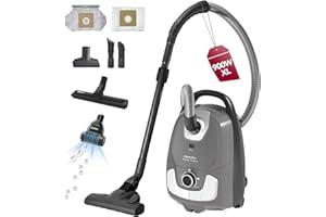 Odkurzacz workowy Akitas C11 Turbo 900W – z turboszczotką do sierści zwierząt, 7 m przewodem, 10 m zasięgiem, cichą pracą 70 dB, regulacją mocy i dużą pojemnością, do podłóg i dywanów