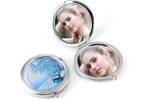 ‎COMEHOME Tragbarer Taschenspiegel Klappbar Runder Kleiner Taschenspiegel Kinder Handspiegel Klein, Kompaktspiegel Doppelseitiger mit 1X/3X Vergrößerung Schminkspiegel Kompakt Klappspiegel (Schneelandschaft)