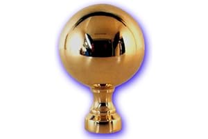 DECO FER FORGE Déco fer Forgé- BOULE DE RAMPE LAITON-DECORATION- Diamètre 55 mm H 75 mm x 70 mm- Main Courante Acier Bois Alu- 1 Insert Taraudé M8 Sous Embase- Longueur Petit modèle Usage Interieur Exterieur Robuste