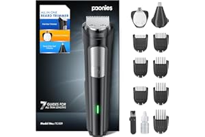 ‎PAONIES Barttrimmer Herren Haarschneidemaschine, All-in-1 Bartschneider Nasenhaartrimmer Kabellos, USB Wiederaufladbar & Wasserdicht Rasierer Elektrisch mit 7 Aufsteckkämme, Ultrascharfer Klinge