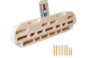 POWER GUIDANCE Aggiornamento Rock Climbing Hangboard con incavo per posizionare smartphone e multi-funzione arrampicata ancoraggio tastiera in legno arrampicata pull up bar dito rinforzante