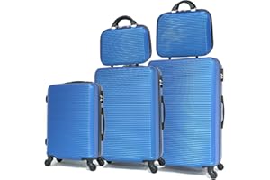 CELIMS La solución completa de Maletas de Viaje: Diversidad de Colores, Material ABS Robusto y Maniobrabilidad de 360 grados., azul, Lot de 3 Valises avec 2 Vanity, Maletas ABS