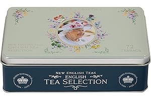 New English Teas Scatola da tè commemorativa della regina Elisabetta II con 72 bustine di tè inglesi