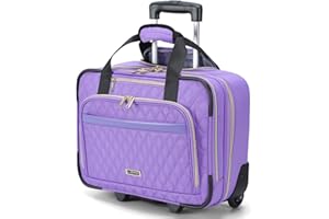 Lekeinchi Travel Laptop Backpack with Wheels Rolling Backpack Laptop Backpack with USB Charging Port, Waterproof Carry on Backpack (Purple)