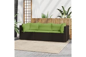 Festnight Gartensofa 3-Sitzer Rattan Sofa Balkonmöbel Lounge Sofa Outdoor Balkonsofa Balkon Couch Garten Gartenbank Sitzbank Gartenmöbel Set Loungemöbel Terrasse, Braun