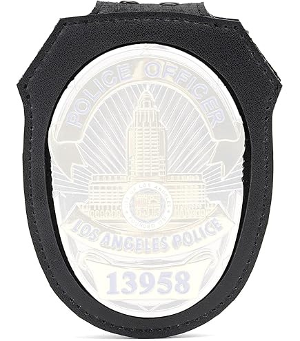 Neck Chain Police Badge Holder - Double ID Storage, 36" Black Beaded Chain