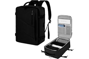 VOESLD Mochila Viaje Cabina Avion 40x20x25 para Ryanair, Mochila Portatil Mochila Viaje Mujer Hombre Negro Mochila Ordenador Bolsa de Viaje con Puerto USB, 20L