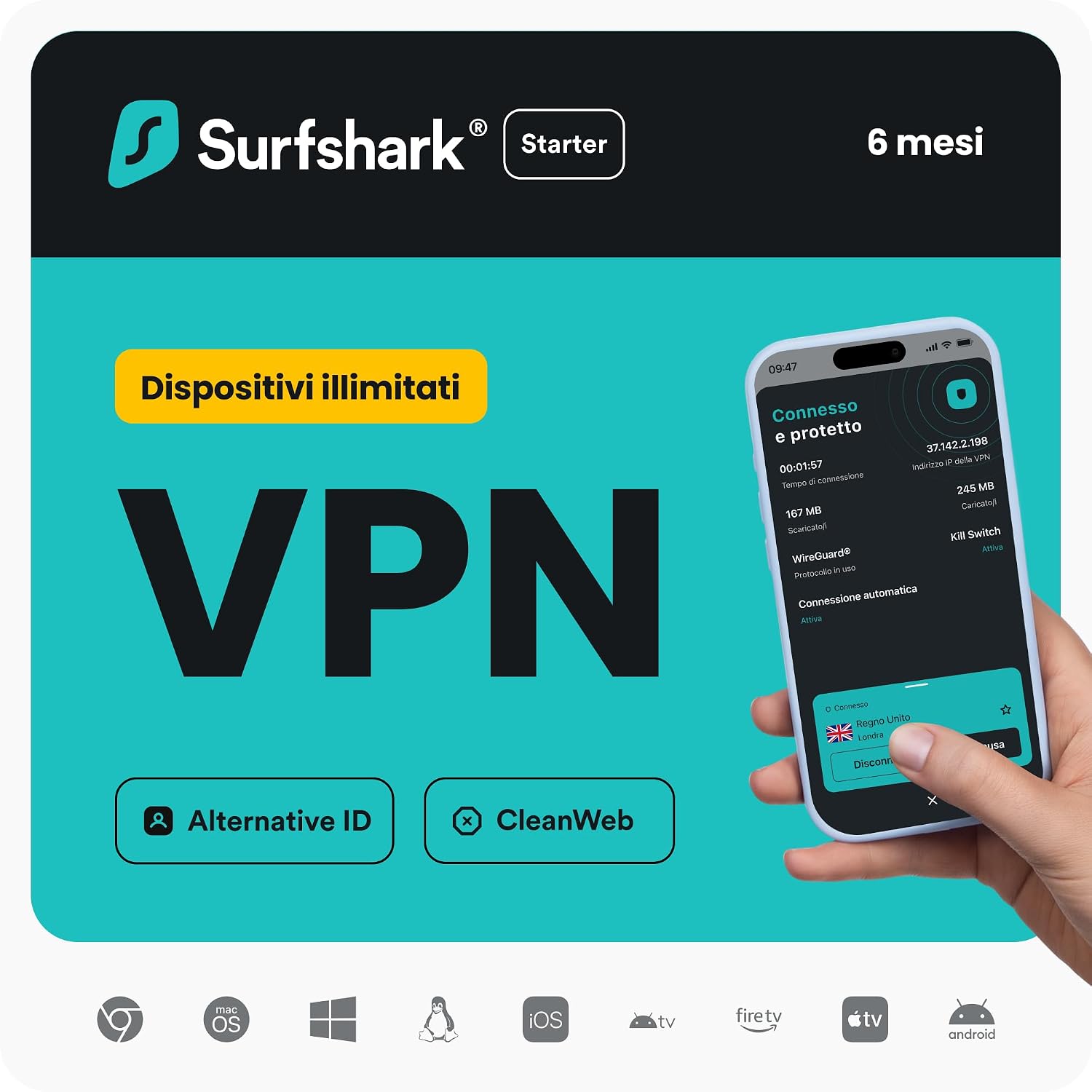 Bilan des Avis Consommateurs Vérifiés sur VPN Surfshark Starter Dispositivi illimitati