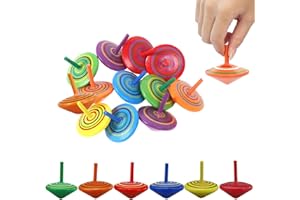 ZSRVAJ 12 Pcs Spinning Top, Spinning Toys, Spinning Tops, 4 cm Handmade Painted Wooden Party Bag Fillers and Wood Spinning Top Toy Creative Wood Sensory Toy for Kindergarten Kids Children