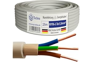 M&G Techno 25m NYM-J 3x1,5 mm² Mantelleitung Feuchtraumkabel Elektrokabel Kupfer Made in Germany