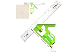 TRACER Combination Square 150mm (6 Inch). 45/90 degree Measuring Tool with built in Spirit Level and Scribe Tool. Metric & Imperial scales. Stainless Steel