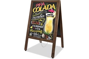 VAIIGO Pizarra Caballete de Pie para Bar Grande, Pizarra Negra de Menú con Marco de Madera Tablero de Tiza de 85x43cm Pizarra con Tiza para Mensajes Pizarra Magnética para Restaurante, Bar, Cafetería