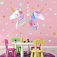 MAKINGTEC Unicorn Wall Decals Stickers for Girls Room, Large Size Unicorn Wall Stickers Decors for Gilrs Kids Bedroom Birthday Party for Nursery Kids Room Decor Multi Animal Jungle Tree Wall Decal