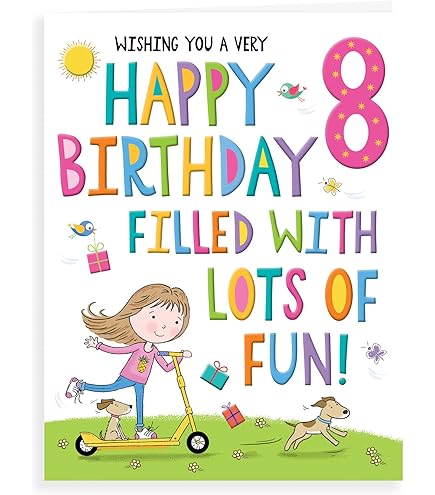 Claire Giles AGE08G Ages Age 8 Girl Birthday Card,Pink,150mm - View #10