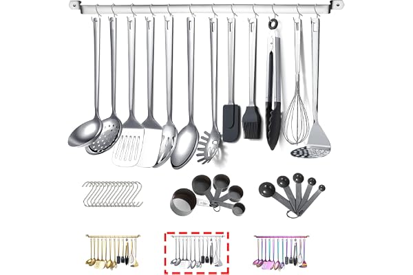 Köksredskapssats i rostfritt stål, Kyraton 37 delar köksredskapssats, köksredskap Köksredskapssats, köksverktygssats med redskapshållare non-stick och värmebeständig.
