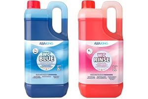 PLANTAWA Líquido Químico Blue 2L + Rinse 2L | liquido wc quimico caravana y wc portatil | liquido autocaravana wc con acción desodorizante | Fácil de usar y transportar
