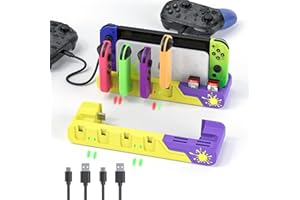 Switch Controller Charging Dock Compatible with Nintendo Switch & OLED Model Joycons (Designed for Splatoon 3), MLIFEMFUL Switch Charging Station Charges up to 6pcs Joycon with Game Card Storage Stand