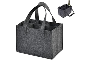 JPESYGFDK Flaschentasche Mit 6 Fächer,1 Stück Flaschenträger Flaschentasche, Flaschentasche Filz Flaschenträger, Männerhandtasche Bier, Wiederverwendbar Für Bierflaschen Weinflasche (Dunkelgrau)