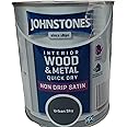 Johnstone's - Quick Dry Satin - Mid Sheen Finish - Water Based - Low Odour - Touch Dry in 1-2 hours - Urban Sky - 0.75 L