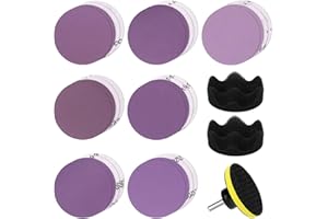 Glarks Juego de 31 piezas de restauración de faros, discos de pulido de 3 pulgadas, juego de limpieza con soporte y 2 almohadillas