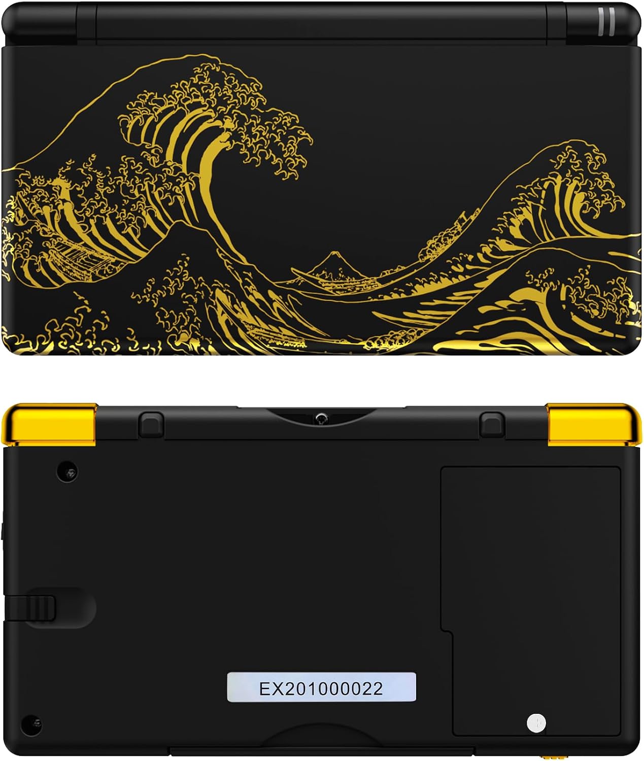 eXtremeRate Carcasa para Nintendo DS Lite Funda Protectora Personalizada Placa Cubierta Completa con Botones y Lente de Pantalla para Nintendo DS Lite NDSL - NO Incluye Consola(La Gran Ola-Negro)